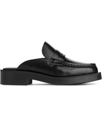 ARKET Leather Slip-on Loafers - Black