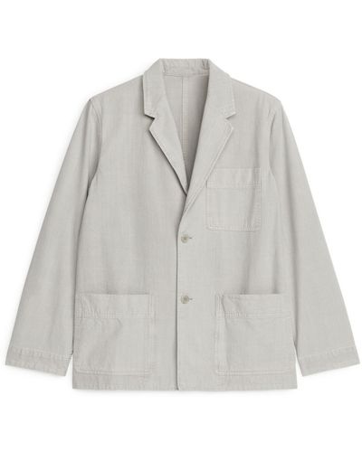 ARKET Cotton Linen Blazer - Grey