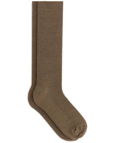 ARKET Ribbed Wool-blend Socks - Brown