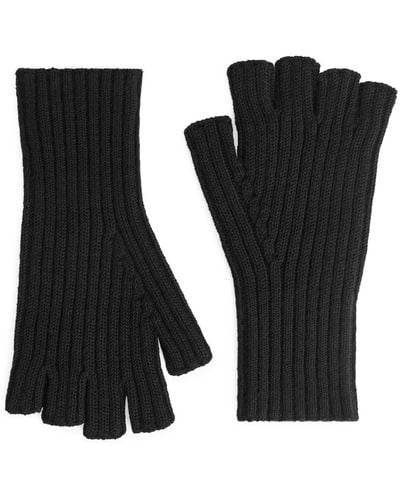 ARKET Fingerless Wool Gloves - Black
