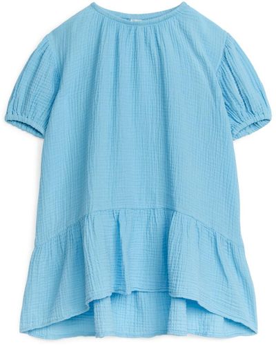 ARKET Cotton Muslin Dress - Blue