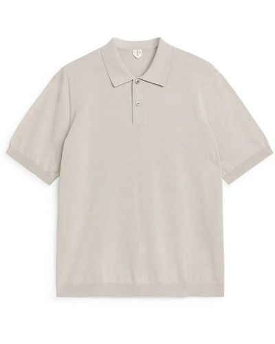 ARKET Cotton Silk Polo Shirt - White