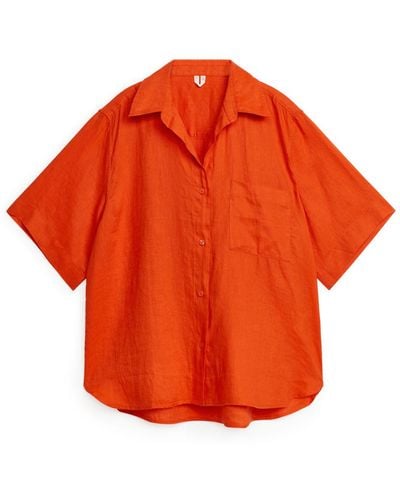 ARKET Linen Resort Shirt - Orange