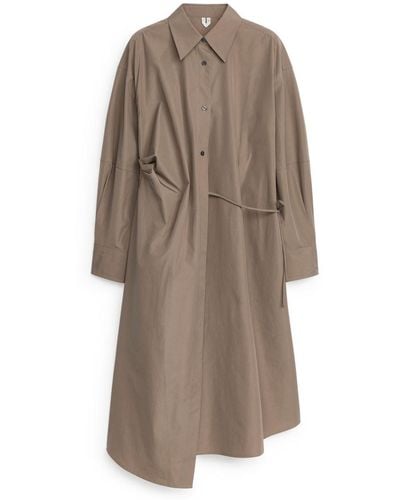 ARKET Wrap Shirt Dress - Brown