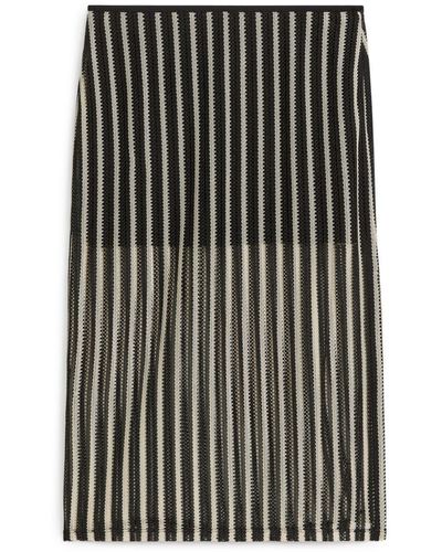 ARKET Striped Lace Skirt - Black