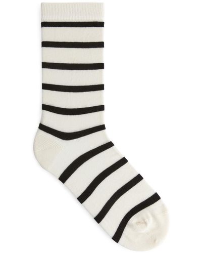 ARKET Striped Cotton Socks - White
