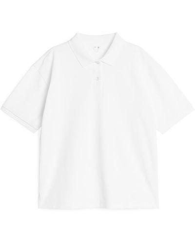 ARKET Kurzärmliges Pikee-Poloshirt - Weiß