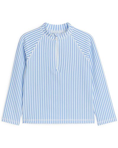 ARKET Long-sleeve Uv Seersucker Top - Blue