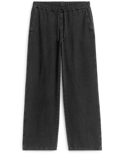 ARKET Drawstring Denim Trousers - Black