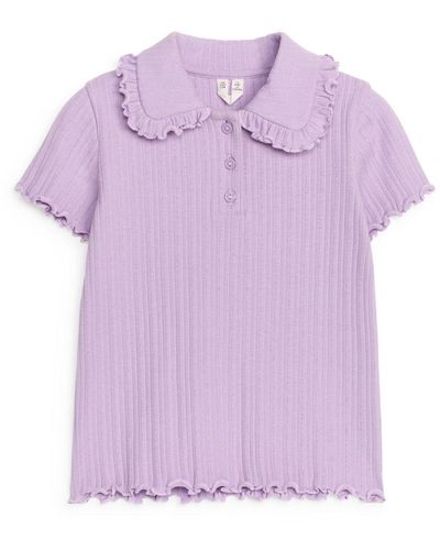 ARKET Frill-collar Ribbed Jersey Top - Purple
