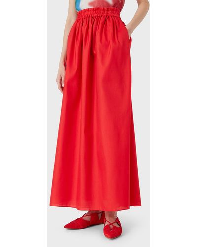 Emporio Armani Triple Organza Long Skirt With Elasticated Waist - Red
