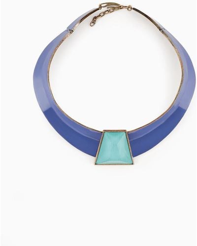 Giorgio Armani Collier En Métal Émaillé - Bleu