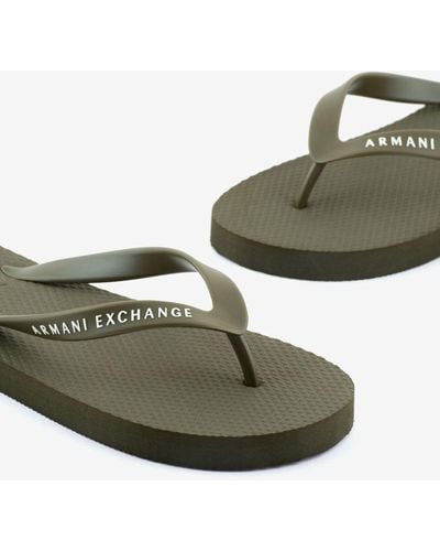 Emporio Armani Armani Exchange - Pvc Flip Flops With Logo Lettering - Green