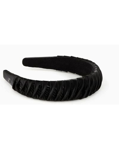Giorgio Armani Fabric Headband With 3d Wavy Motif - Black
