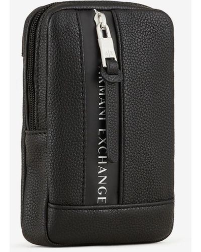 Armani Exchange Eco Leather Phone Holder - Black