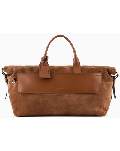 Giorgio Armani Borsone Weekend In Suede - Marrone