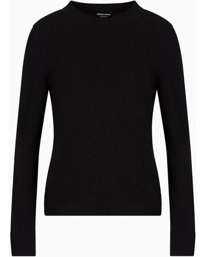 Giorgio Armani A Cashmere Sweater With Ribbed Profiles - Black