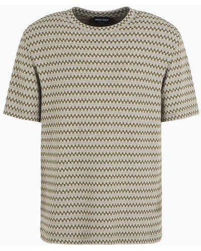 Giorgio Armani T-shirt Mit Rundhalsausschnitt Aus Viskosestretch-jersey In Jacquard-verarbeitung - Grau