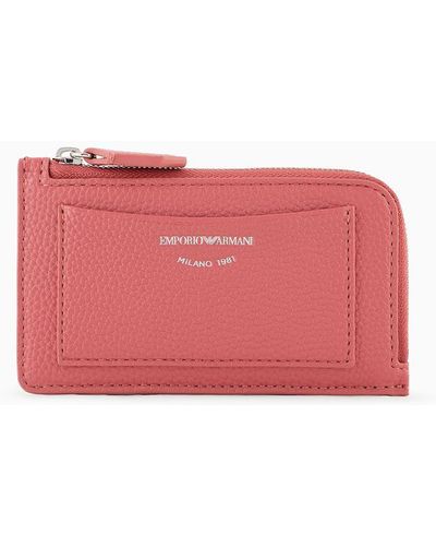 Emporio Armani Myea Deer-print Card Holder With Wrap-around Zip - Red