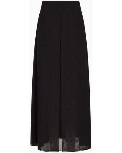 Emporio Armani Paneled Georgette Long Skirt With Peplum - Black