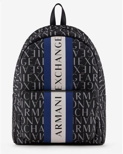 Armani Exchange Printed Logo Backpack - Blue
