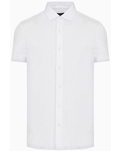 Emporio Armani Kurzärmeliges Hemd Aus Gemischtem Jersey- - Weiß