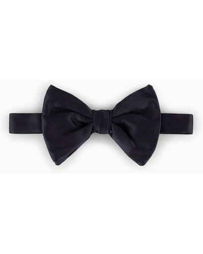 Giorgio Armani Large, Pure Silk Knotted Bow Tie - Blue