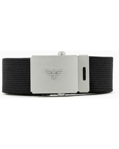 Emporio Armani Sustainability Values Capsule Collection Webbing Belt With Buckle - White
