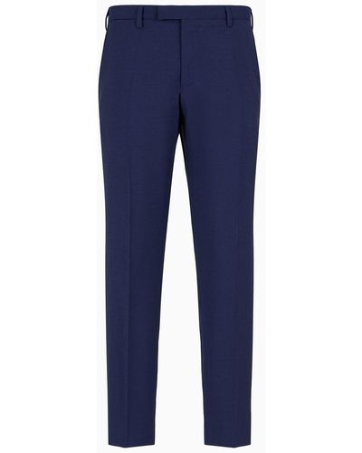 Emporio Armani Pants In Natural Stretch Tropical Light Wool - Blue