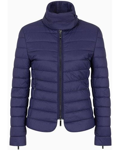 Emporio Armani Asv Water-repellent Recycled-nylon Quilted Jacket - Blue