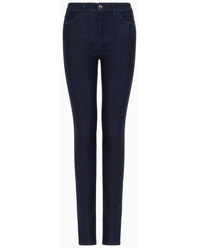 Emporio Armani Jeans J18 High Waist Skinny Leg In Denim Misto Viscosa - Blu
