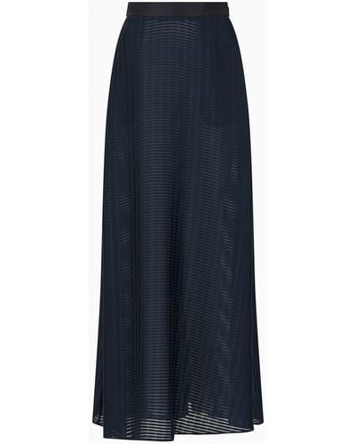 Emporio Armani Long Skirt With All-over Rectangle Design - Blue