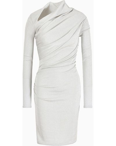 Giorgio Armani Short Dress In Viscose Jersey And Lurex - White