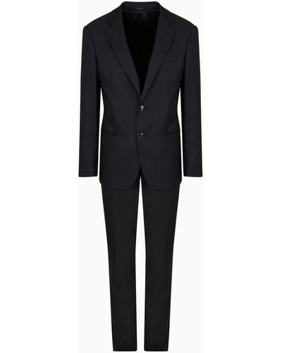 Giorgio Armani Soho Line Single-breasted Suit In Wool And Cashmere - Black