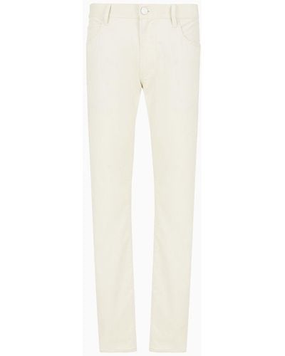 Giorgio Armani Regular-fit, Five-pocket Pants In Ribbed Cotton And Cashmere - White