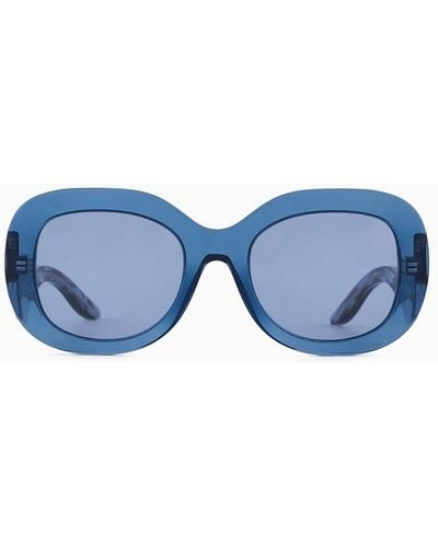Giorgio Armani Lunettes De Soleil Ovales Pour - Bleu