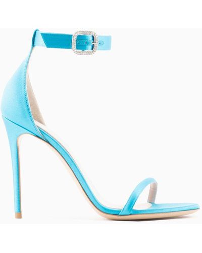Giorgio Armani Satin Heeled Sandals - Blue