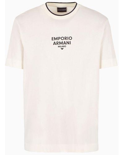 Emporio Armani Pima Jersey T-shirt With Rubberised Logo - White