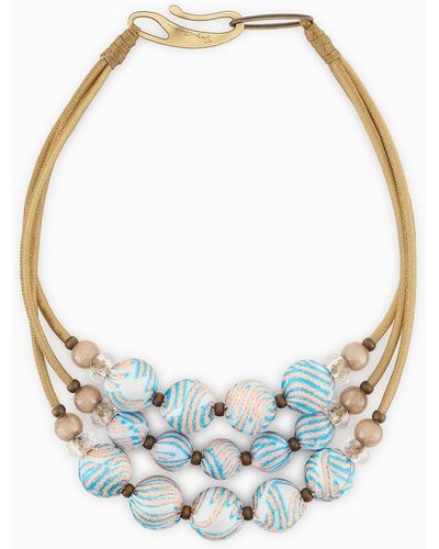 Giorgio Armani Choker Necklace With Covered Spheres - White