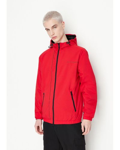 Armani Exchange Recycled Technical Fabric Bomber Jacket - Red