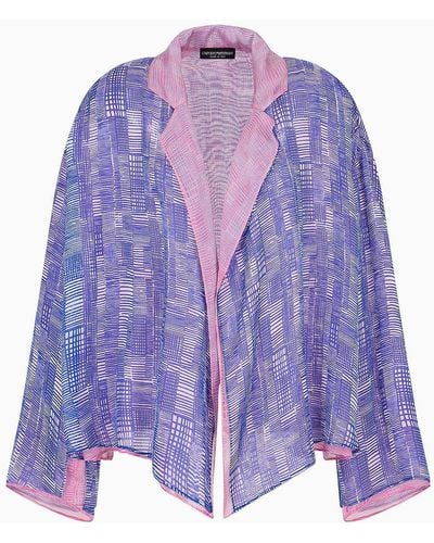 Emporio Armani Silk-chiffon Shirt Jacket With All-over Geometric Print - Purple
