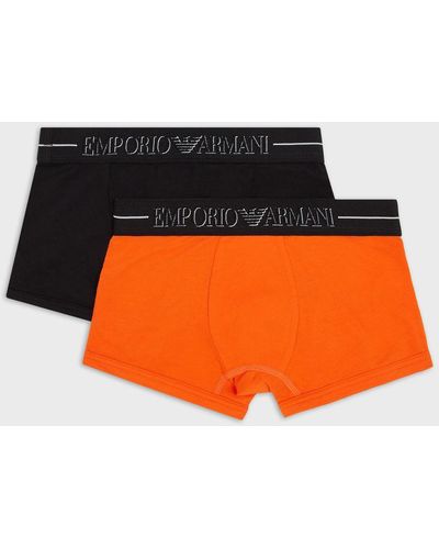 Emporio Armani Two-pack Of Boxer Briefs With Logo Waistband - Orange