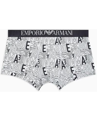 Emporio Armani Boxer Briefs With Bold All-over Logo Print - Multicolour