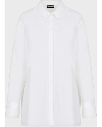 Emporio Armani Cotton-poplin Oversized Shirt - White