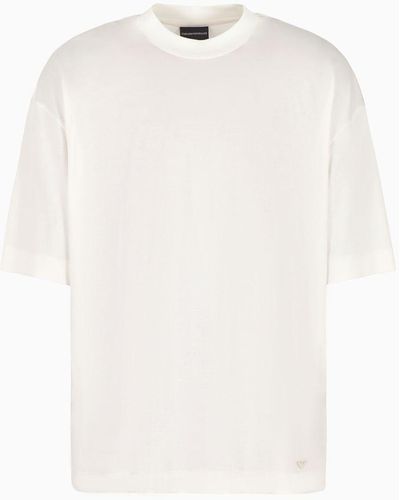 Emporio Armani Asv Oversize-t-shirt Aus Jersey-lyocell-mischung - Weiß