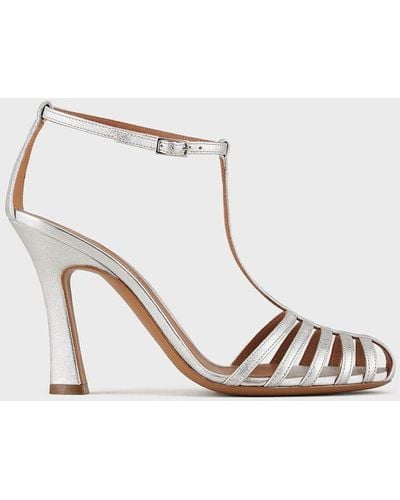 Emporio Armani Lamé-leather T-shaped Sandals - Metallic