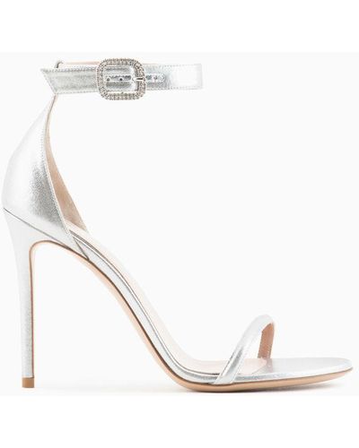 Giorgio Armani Lurex Heeled Sandals - White