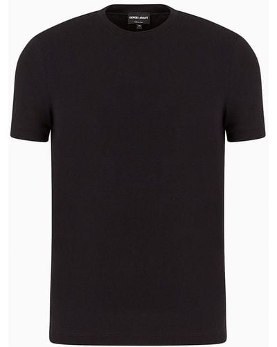 Giorgio Armani Crew-neck Icon T-shirt In Stretch Viscose Jersey - Black