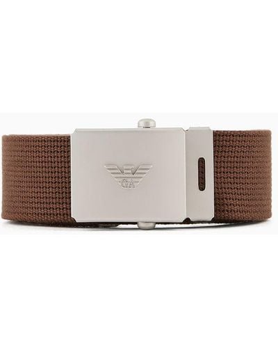 Emporio Armani Sustainability Values Capsule Collection Webbing Belt With Buckle - White
