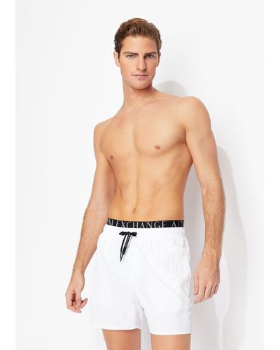 Armani Exchange Recyled Fabric Swim Shorts - White